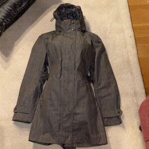 NWOT☔️Kirkland Signature Waterproof Gray Hooded Long Rain Jacket (Costco)